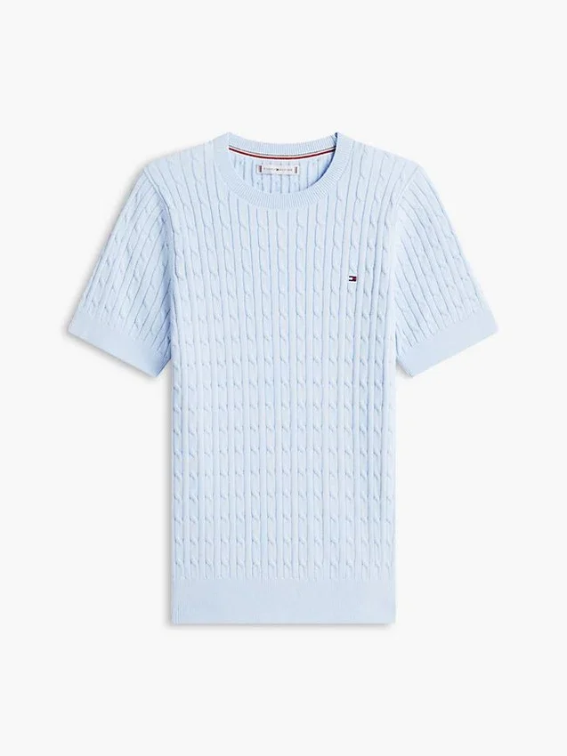 Short-Sleeve Cable Knit Sweater Short-Sleeve Cable Knit Sweater