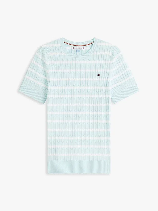 Short-Sleeve Cable Knit Sweater Short-Sleeve Cable Knit Sweater