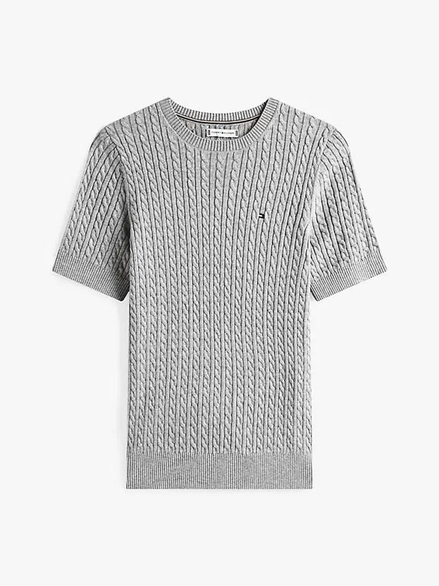 Short-Sleeve Cable Knit Sweater Short-Sleeve Cable Knit Sweater