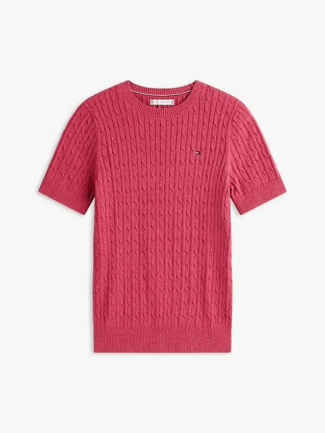 Short-Sleeve Cable Knit Sweater Short-Sleeve Cable Knit Sweater