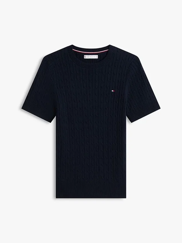 Short-Sleeve Cable Knit Sweater Short-Sleeve Cable Knit Sweater