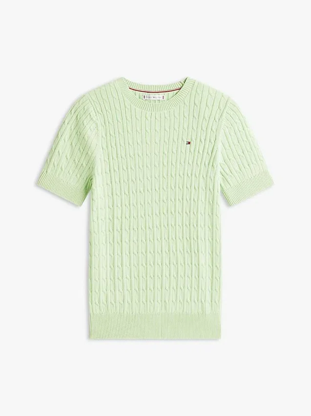 Short-Sleeve Cable Knit Sweater Short-Sleeve Cable Knit Sweater