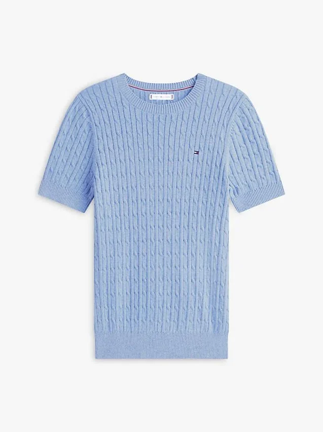 Short-Sleeve Cable Knit Sweater Short-Sleeve Cable Knit Sweater