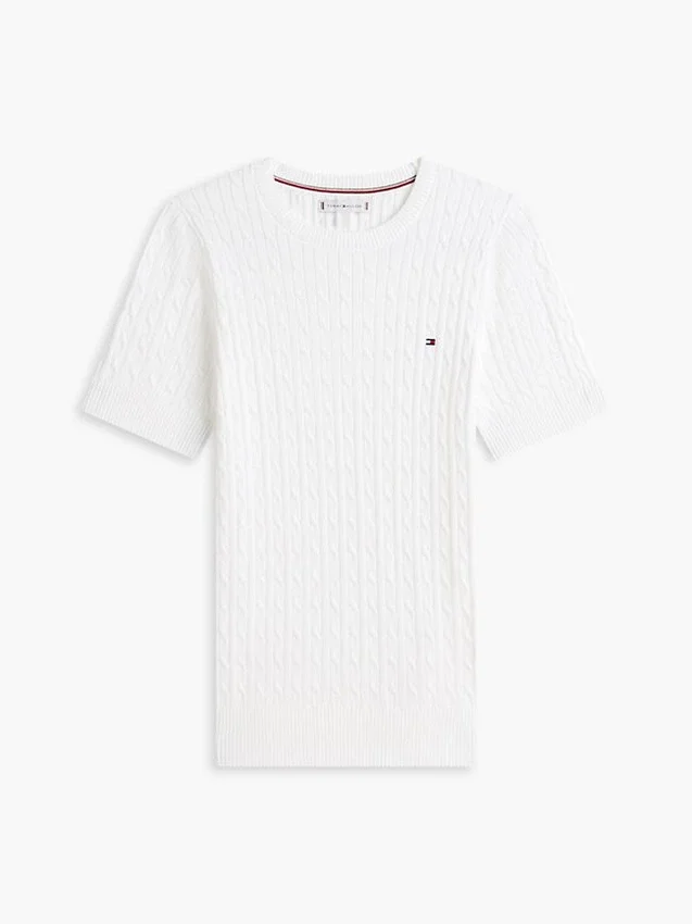 Short-Sleeve Cable Knit Sweater Short-Sleeve Cable Knit Sweater