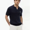 Short-Sleeve Cable Knit Sweater Polo Short-Sleeve Cable Knit Sweater Polo