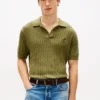 Short-Sleeve Cable Knit Sweater Polo Short-Sleeve Cable Knit Sweater Polo