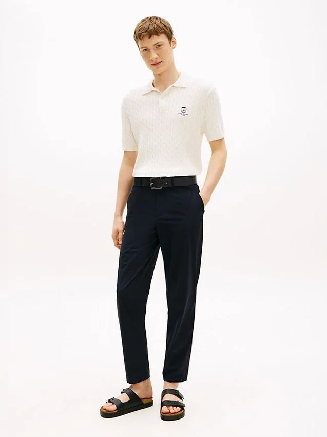 Short-Sleeve Cable Knit Sweater Polo Short-Sleeve Cable Knit Sweater Polo
