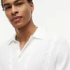 Short-Sleeve Cable Knit Sweater Polo Short-Sleeve Cable Knit Sweater Polo