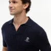 Short-Sleeve Cable Knit Sweater Polo Short-Sleeve Cable Knit Sweater Polo