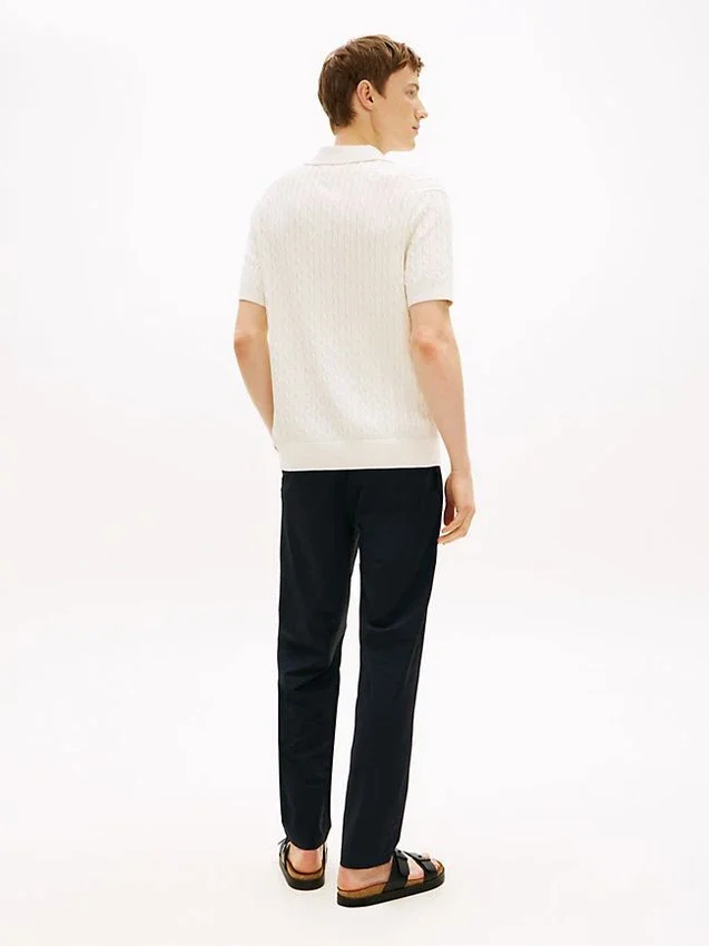 Short-Sleeve Cable Knit Sweater Polo Short-Sleeve Cable Knit Sweater Polo