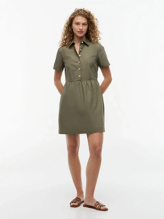 Short-Sleeve Gold-Button Dress Short-Sleeve Gold-Button Dress