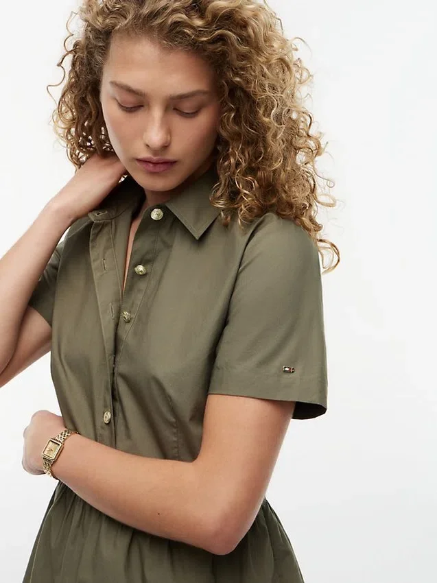 Short-Sleeve Gold-Button Dress Short-Sleeve Gold-Button Dress