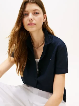 Short-Sleeve Linen-Blend Shirt