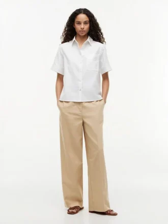 Short-Sleeve Linen-Blend Shirt