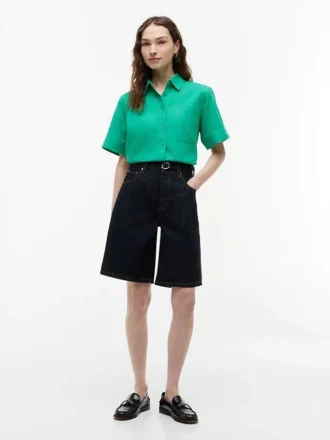 Short-Sleeve Linen-Blend Shirt