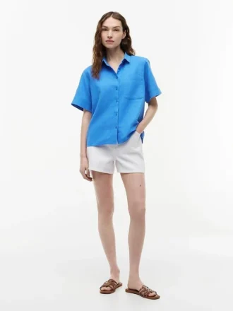 Short-Sleeve Linen-Blend Shirt