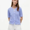 Short-Sleeve Mixed-Knit Cardigan Short-Sleeve Mixed-Knit Cardigan