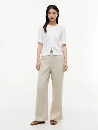 Short-Sleeve Mixed-Knit Cardigan