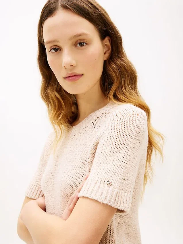 Short-Sleeve Open-Knit Sweater Short-Sleeve Open-Knit Sweater