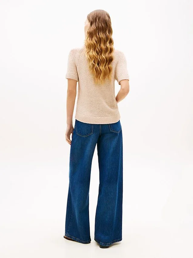 Short-Sleeve Open-Knit Sweater Short-Sleeve Open-Knit Sweater