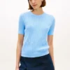 Short-Sleeve Pointelle Pocket Sweater Short-Sleeve Pointelle Pocket Sweater