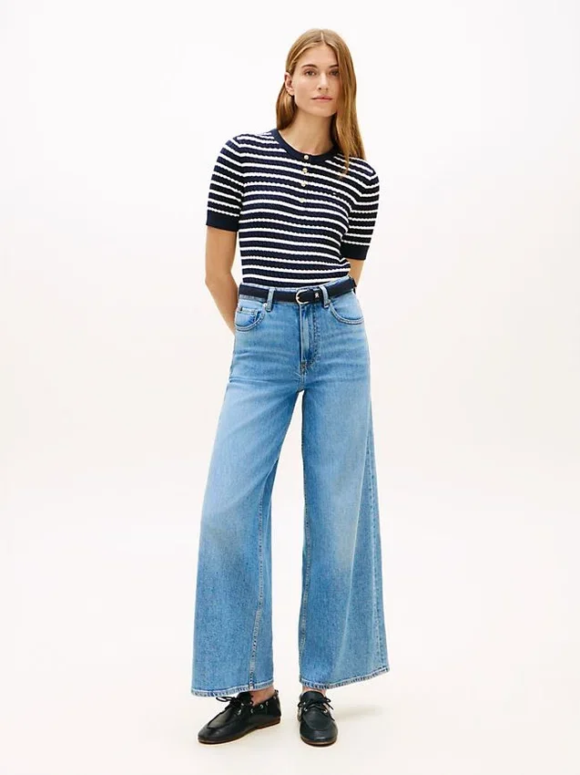 Short-Sleeve Stripe Cable Knit Henley Short-Sleeve Stripe Cable Knit Henley