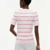 Short-Sleeve Striped Cable Knit Sweater Short-Sleeve Striped Cable Knit Sweater