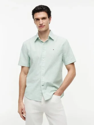 Short-Sleeve Striped Oxford Shirt