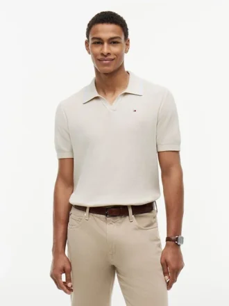Short-Sleeve Tipped Sweater Polo