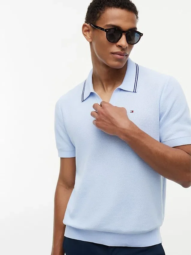 Short-Sleeve Tipped Sweater Polo Short-Sleeve Tipped Sweater Polo