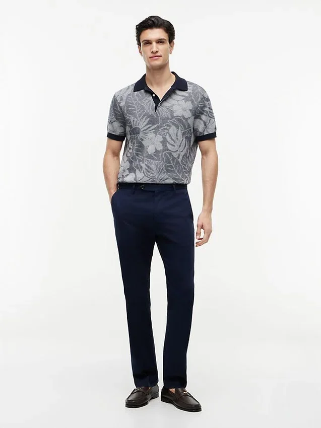 Short-Sleeve Tropical Print Sweater Polo Short-Sleeve Tropical Print Sweater Polo