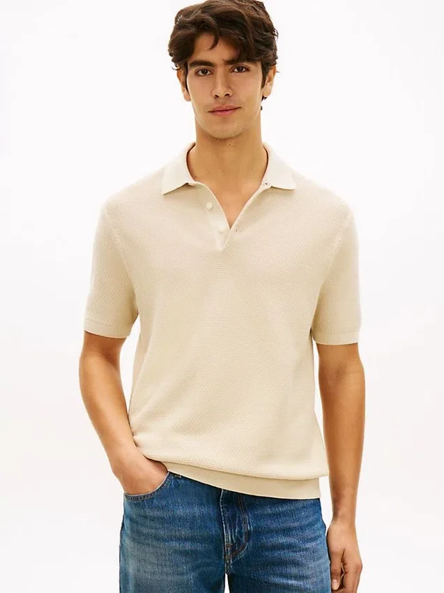 Short-Sleeve Waffled Sweater Polo Short-Sleeve Waffled Sweater Polo