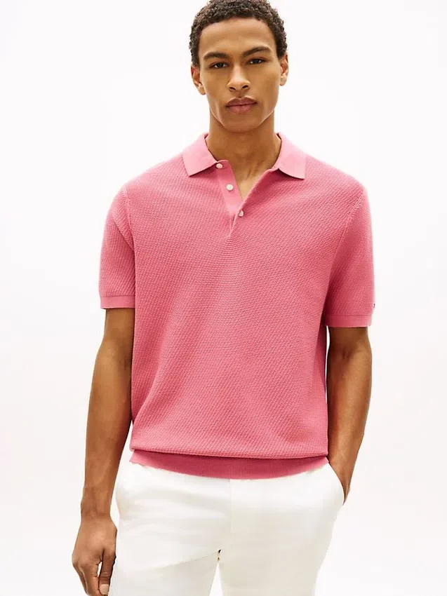 Short-Sleeve Waffled Sweater Polo Short-Sleeve Waffled Sweater Polo