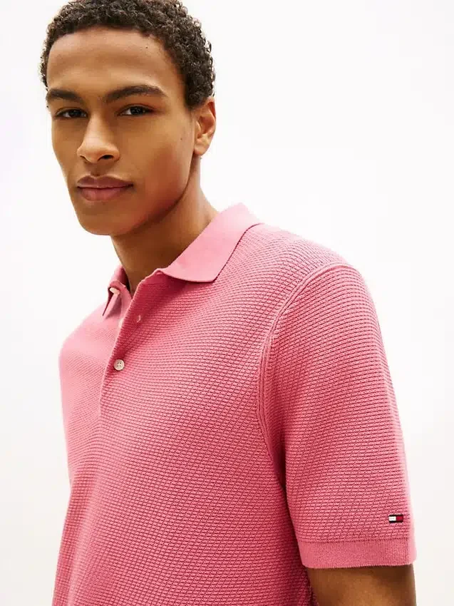 Short-Sleeve Waffled Sweater Polo Short-Sleeve Waffled Sweater Polo