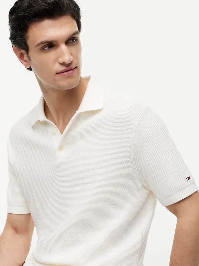 Short-Sleeve Waffled Sweater Polo Short-Sleeve Waffled Sweater Polo