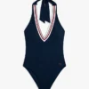 Signature Stripe Plunge Halter Swimsuit Signature Stripe Plunge Halter Swimsuit