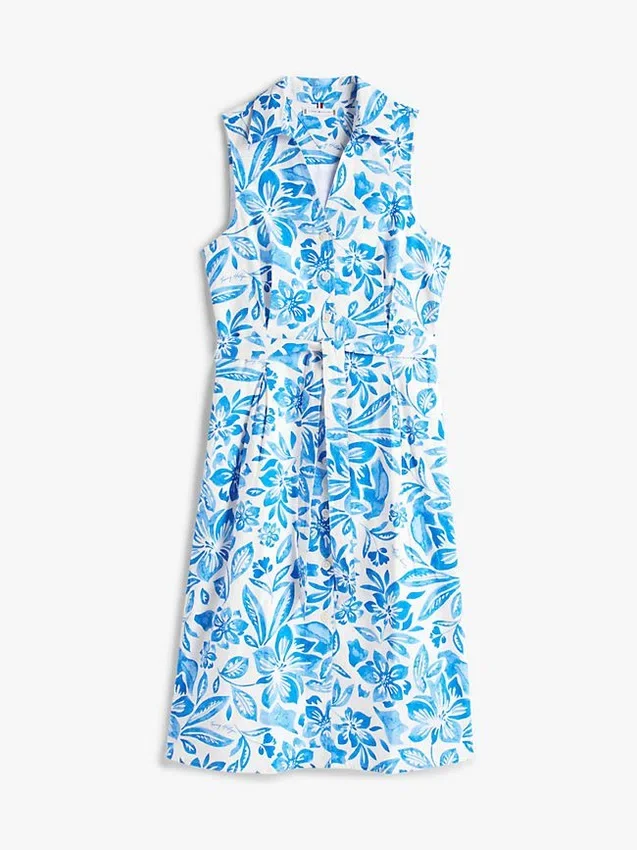 Sleeveless Belted Linen-Blend Shirtdress Sleeveless Belted Linen-Blend Shirtdress