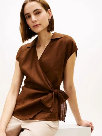 Sleeveless Linen Wrap Top