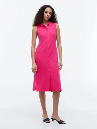 Sleeveless Pique Midi Polo Dress
