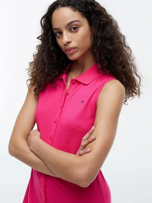 Sleeveless Pique Midi Polo Dress Sleeveless Pique Midi Polo Dress