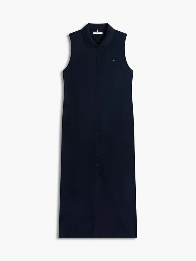 Sleeveless Pique Midi Polo Dress Sleeveless Pique Midi Polo Dress