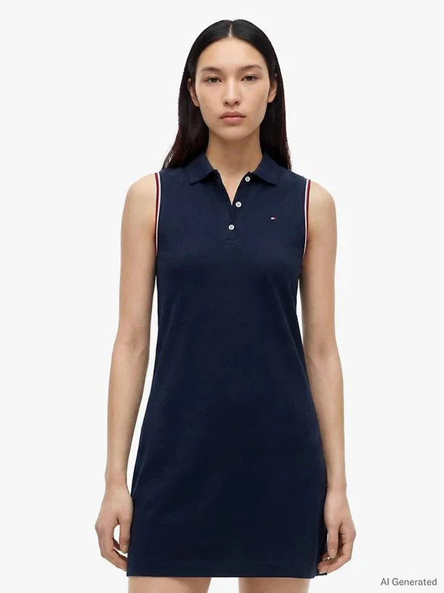 Sleeveless Stretch Pique Polo Dress Sleeveless Stretch Pique Polo Dress