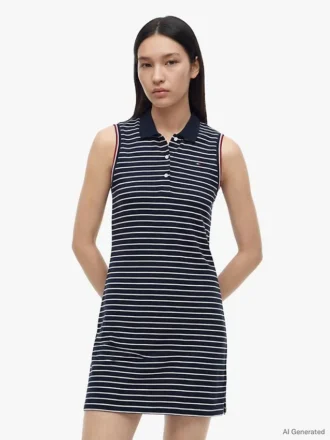 Sleeveless Striped Polo Dress