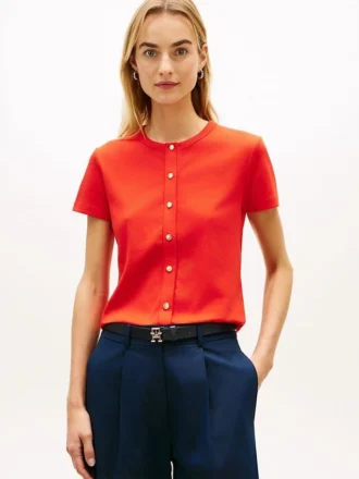 Slim Fit Button-Up T-Shirt