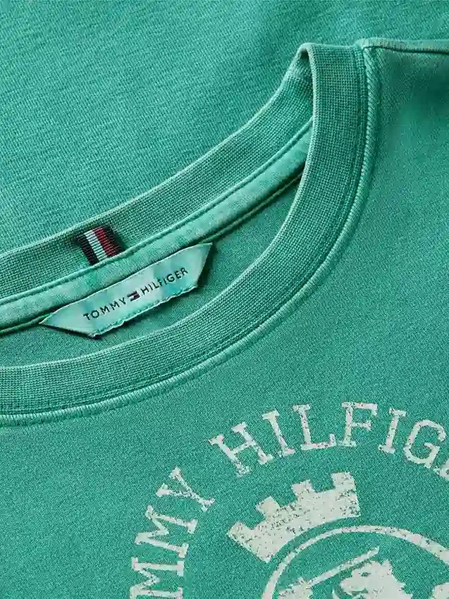Slim Fit Garment-Dyed Crest Logo T-Shirt Slim Fit Garment-Dyed Crest Logo T-Shirt