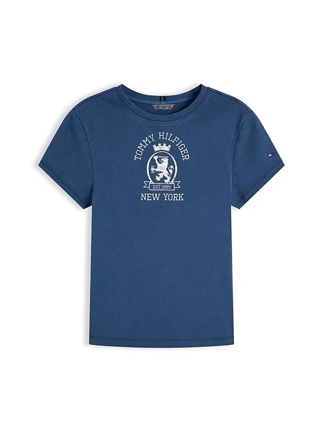 Slim Fit Garment-Dyed Crest Logo T-Shirt Slim Fit Garment-Dyed Crest Logo T-Shirt