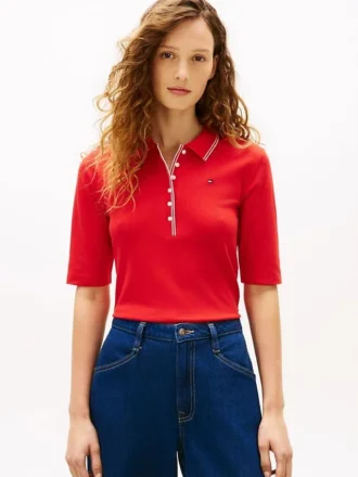 Slim Fit Half-Sleeve Tipped Polo