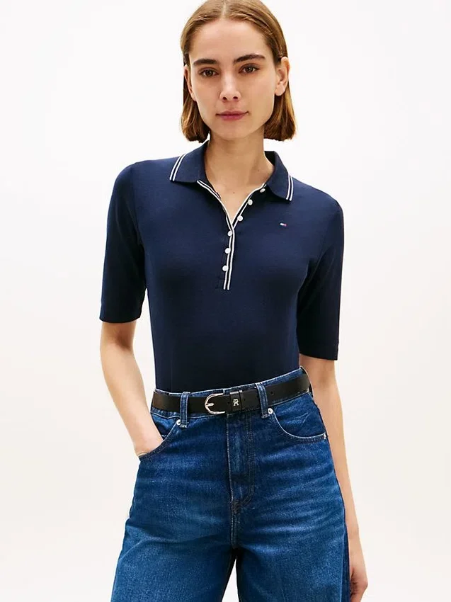 Slim Fit Half-Sleeve Tipped Polo Slim Fit Half-Sleeve Tipped Polo
