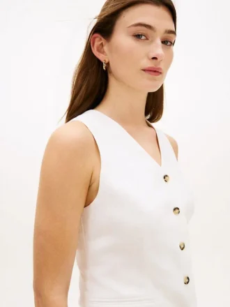 Slim Fit Linen-Blend Vest