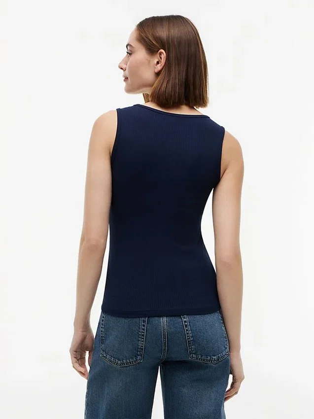 Slim Fit Nautical Gold-Button Tank Top Slim Fit Nautical Gold-Button Tank Top